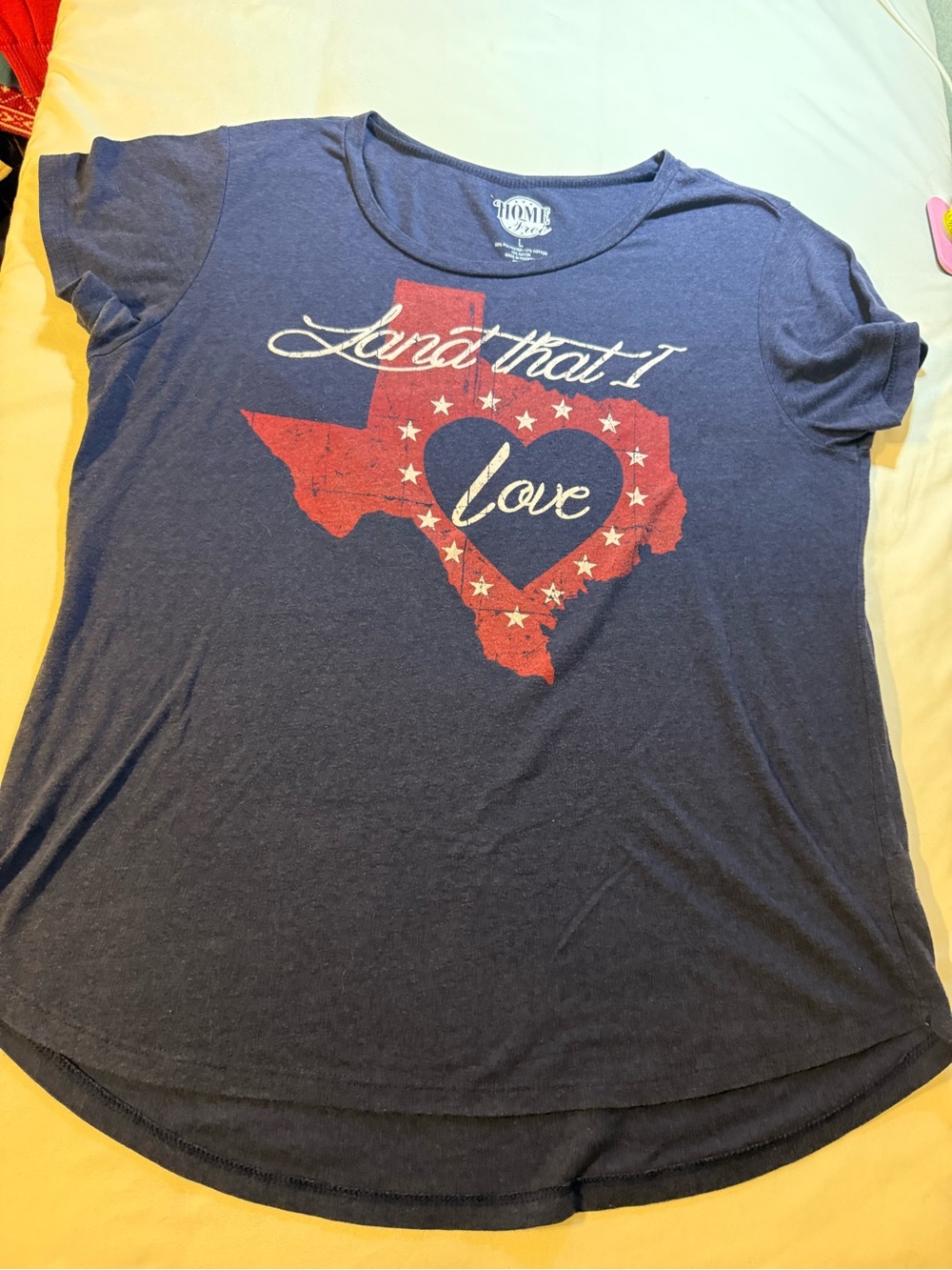 HOME Comfort Navy 'Land That I Love' Short Sleeve Tee
